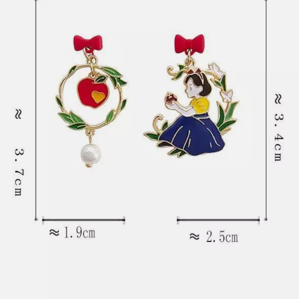 Disney Princess Snow White Cartoon FairyTale Fashion Jewelry Women's Earrings - Picture 3 of 4